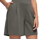 ODODOS Modal Soft Wide Leg Shorts for Women 6" High Waist Casual Relaxed Shorts with Pockets, Deep Grey, Medium