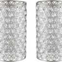 Doraimi Lighting 2 Pack Polyhedral Crystal Metal Pendant Ceiling Chandelier Wall Sconce Lamp Replacement Covers Shade Fixture Brushed Nickel Finish,1.66" Fitter Size,7.9" high*4.8" Diameter