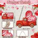 3 x Valentines Day Decorations, Valentines Day Red Truck Door Decor, Wooden Door Hanging Sign, Valentines Day Door Hanger Farmhouse Front Door Decorations for Home Porch, Wall, Outdoor