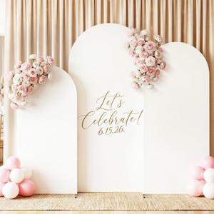 GRENTY Metal Arch Backdrop Stand and Cover Set 7.2FT/6.6FT/6FT, Wedding Arch Frame with Spiral Rotating Joint, 3 Wrinkle-Resistant Cover for Birthday, Anniversary, Wedding, Party, Baby Shower (White)