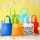 Locmeo 48 Pcs Cartoon Party Favor Bags Cartoon Birthday Party Decorations Blue Sky White Clouds and Cow Print Candy Gift Treat Goodie Bags for Baby Shower Bachelorette Supplies Decoration