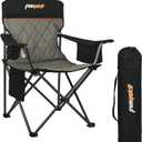 Heavy Duty Fully Padded Camping Chairs 350LBS Capacity Portable Chair Folding Chair with Cooler Bag and Cup Holder for Outdoor,Sports,Beach,Fishing, Hiking, Travel, Picnic, Backyard1PC, 18.5 inches