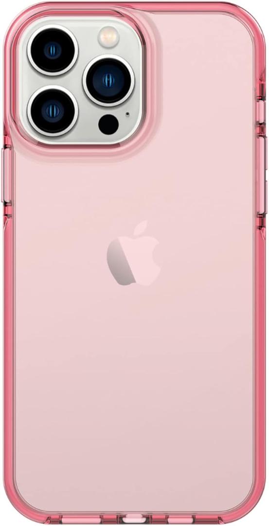ArtsEvo Shockproof Clear Design for iPhone 13 Pro Case, Certified 6.6ft Drop Protection, Raised Edges Protect Camera and Screen, Pink