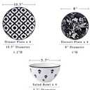 Dinnerware Set - Ceramic Plates and Bowls for 4 - Stoneware Dish Set