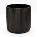 Amazon Basics Fluted Round Ceramic Planter, 8-inch, Black