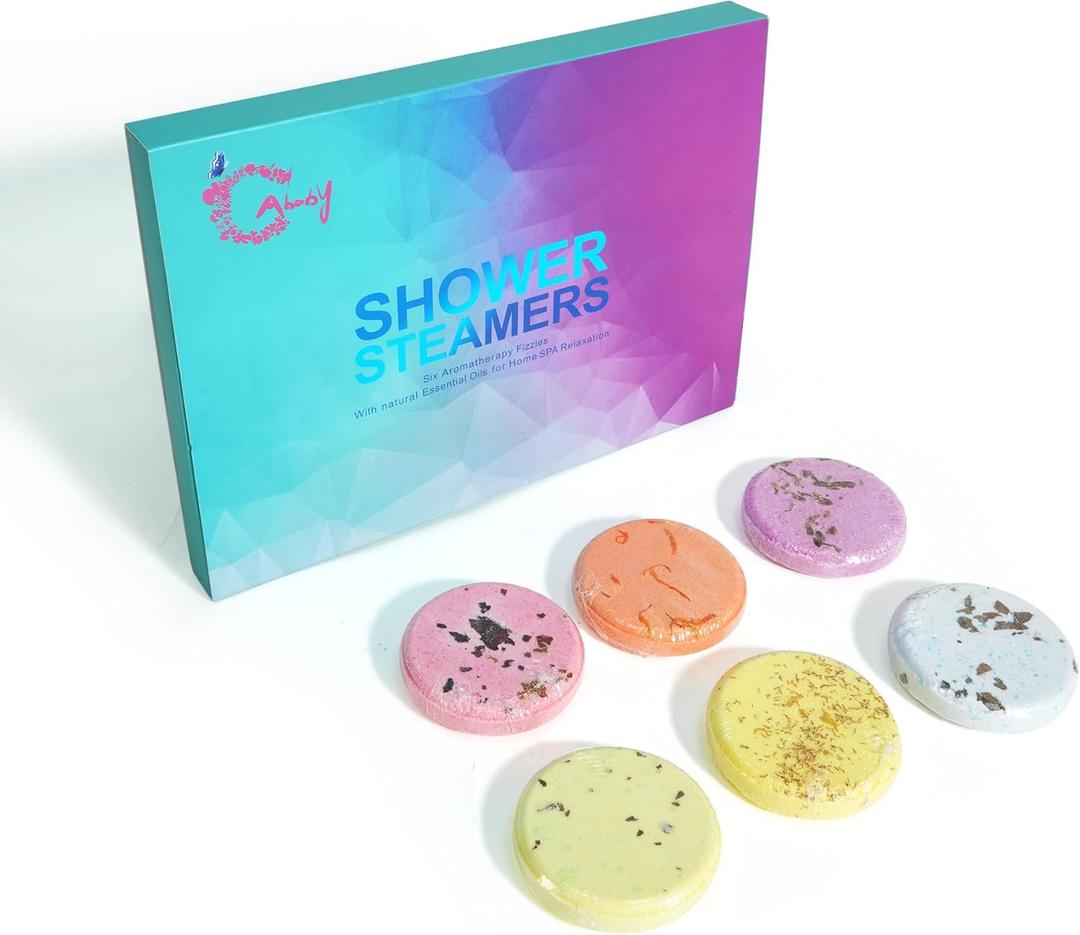 Shower Steamers 6 Pack Set with Shea Butter and 6 Relaxing Fragrances Aromatherapy Bath Bombs for Self Care Stress Relief Ready-to-Gift Box Ideal Mothers Day Gift for Women Men