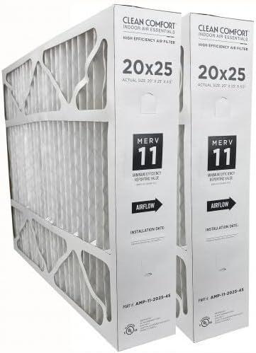 Clean Comfort AMP-11-2025-45 (2-Pack) - 20" x 25" x 4.5" Media Air Filter, MERV 11