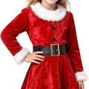 Girls Mrs. Santa Claus Costume Girls Christmas Dress for Kids Xmas Cosplay Party (6-7 Years)