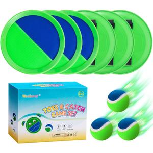Kids Toys - Outdoor Games for Kids, Toss and Catch Ball Set with 6 Paddles 3 Balls, Gifts for 3 4 5 6 7 8+ Year Old Boys Girls Christmas Birthday, Perfect for Backyard, Parties, Camping, Family (Green)