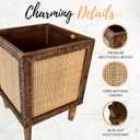 Autumn Alley Rustic Boho Large Indoor Planter - Rattan Planter Boxes Outdoor Set of 2 Wooden Indoor or Outdoor Plant Box Stands Decorative Square Woven Rattan Flower Pots for Home & Office