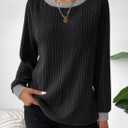 Dokotoo Long Sleeve Shirts for Women Casual Fashion Loose Fit Womens Tops Crewneck Basic Pullover Tunics