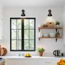 LALUZ Black Wall Sconce with Swing Arm, Adjustable Modern Farmhouse Wall Light with Gold Accent for Bedroom, Kitchen, Bathroom, Bedside Reading
