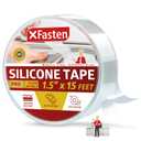 XFasten Self-fusing Silicone Tape Pro, Clear, 1.5-Inch x 15-Feet, 30mils Extreme Silicone Repair Pipe Tape for Electrical, Radiator Hose, Garden Hose, Coax Plumbers Water Seal and Stretch Tape