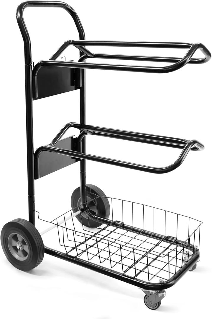 Homestead 220 Lbs Rolling Saddle Rack Cart with Basket – Heavy Duty Saddle Stand for Western Horse Gear, Organizers and Storage for Tack Room, Bridle, Horse Lovers, Cowboy - 3 Tier Saddle Rack Carts
