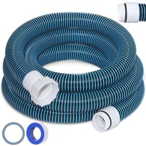 1.5" 15ft EVA Pool Professional Hose with External Male Threads for Above Ground Pools Pump Replacement Hose Pool Supply for Cleaner Kit Heavy Duty Hoses Filter Connection Hoses(Blue)