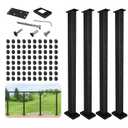 Level Drilled Cable Railing Post 36" (35"X2"x2"), Stainless Steel Black Square Deck Railing Post Flat Bracket, Pre-Drilled Level Holes Railing Post for Horizontal Cable System, Surface Mount Posts(4P)