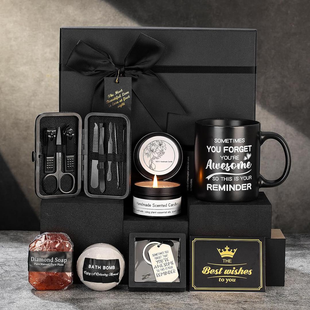 Gifts for Men,Self Care Gifts for Men, 7 Pcs Unique Gifts for Him Dad Boyfriend Husband Brother Friends, Perfect for Birthday Bath Set Spa Kit Bath and Body Self Care Grooming Relaxation Stress Relief