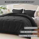 HARBOREST King Comforter Set Black - Ruffle Comforter for King Size Bed, Fluffy King Size Comforter Set for All Seasons, 3 Pieces Shabby Chic Bedding Comforter Set(1 Comforter & 2 Pillow Shams)