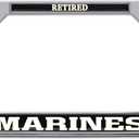 Elektroplate Officially Licensed  United States Retired Marine Corps Chrome-Plated All-Metal Open Corner License Plate Frame Tag Holder for Cars/SUVs/Trucks Weather-Proof Automotive Accessory (Standard Size)