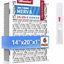 UBeesize 14x20x1 Air Filter(6-Pack),Upgrade AC/HVAC/Furnace Filter,MERV 8,MPR 700,Easy to Close/Open,1xReusable ABS Frame+6xReplaceable Filter(Actual Size: 13.78x19.69x0.87 Inch),White
