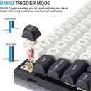 Redragon K701 Rapid Trigger Mechanical Gaming Keyboard, 60% Wired with Adjustable Actuation, Magnetic Switch, 8k Hz Polling Rate, RGB Backlit, 68 Keys Mini for PC Gamer, White/Blue-black