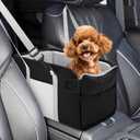 Portable Dog Car Seat for Small Dogs, Booster Seat with Safety Leash & Washable Cushion, Pet Car Seat with Adjustable Straps for Travel - Black&White