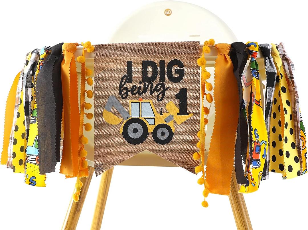 I Love Making High Chair Banner - Construction 1st Birthday Decorations, Construction One Highchair