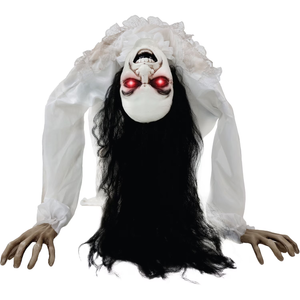 Haunted Hill Farm 3-Ft. Animatronic Possessed Woman with Lights and Sound, Indoor/Covered Outdoor Halloween Decoration