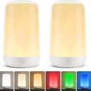 FRIDEKO HOME 2 Pack RGB Touch Bedside Lamp for Nightstand, 3 Color Temperatures Rechargeable Battery Night Light, Dimmable Mood Lighting for Bedroom Living Room Nursery, Breastfeeding, Kids, Adult