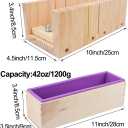 Loaf Soap Making Cutting Kit,Silicone Soap Making Liner Adjustable Wood Box with Stainless Steel Wavy+Straight Cutter for DIY Soap Making