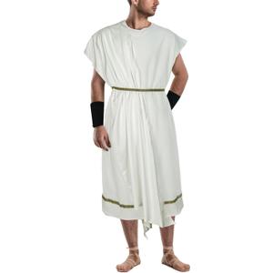 Men's Toga Costume Adult Greek God Roman Party Accessories Set (Medium, Z3744wh)