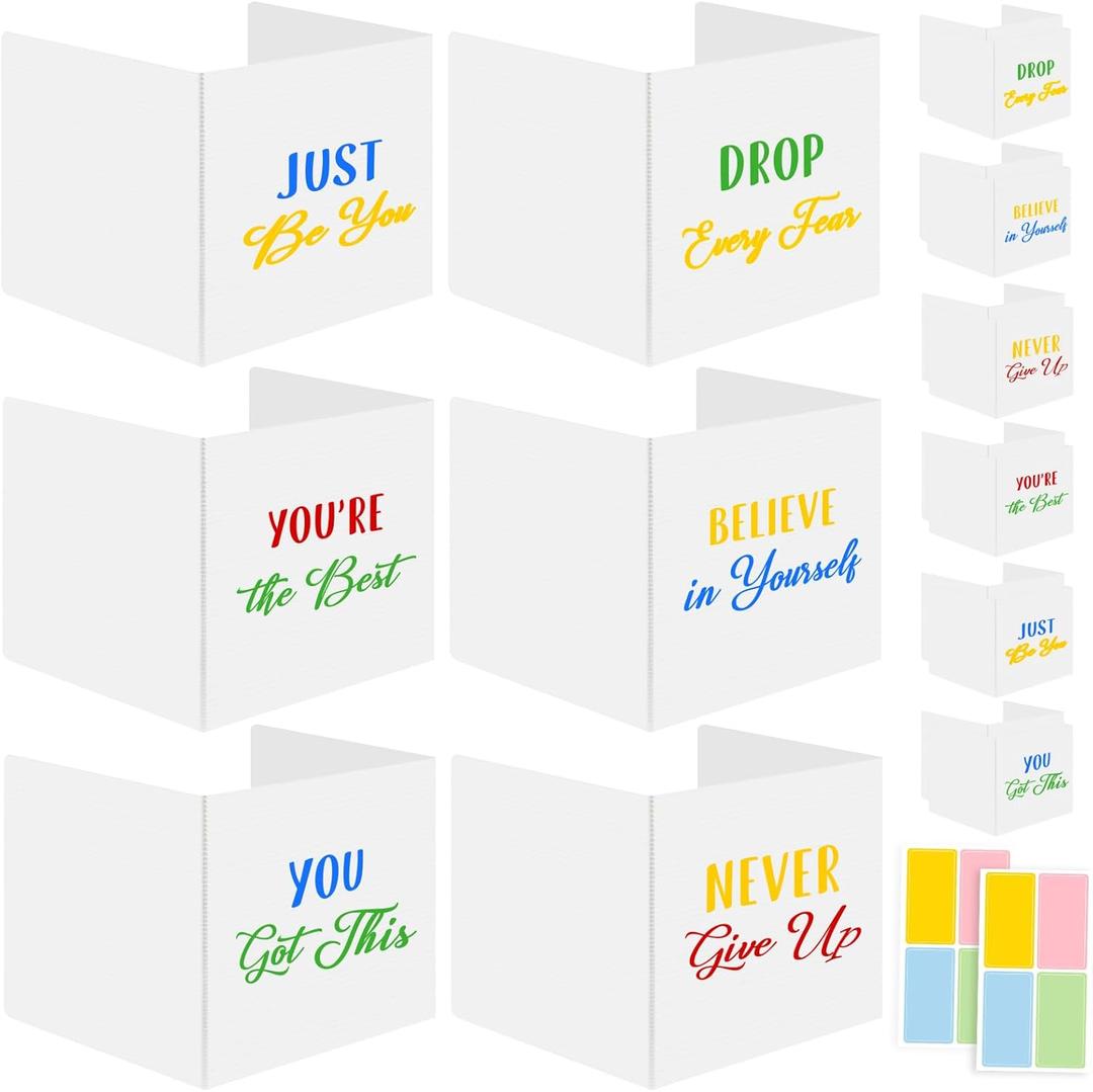 24 Pack Plastic Desk Dividers for Students Inspirational Privacy Folders White Test Divider for Student Desks Study Carrel Divider Classroom Testing Dividers Teacher Supplies