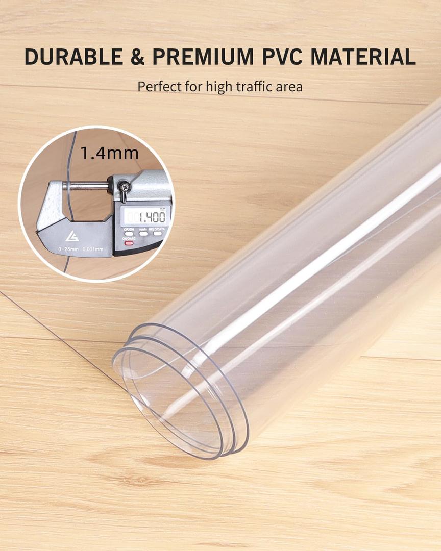 Area Mat for Hard Floor, 50" x 57" Transparent PVC Area Rug for Home, Waterproof No Smell Protector for Dining Room, Large Durable Mats for Rolling Chair, Kitchen, Living Room, High Traffic Area  50" x 57"