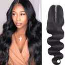 2 By 6 Lace Closure Human Hair Closure HD Transparent Body Wave 2x6 Lace Closure Middle Part Human Hair Kim K Closure With Baby Hair (18 inch, 2x6 Closure), 1 Piece