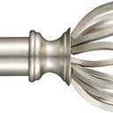 YunNephele Adjustable Curtain Rod for Window 72-144 inch Nickel Brushed, 1 inch Diameter Metal Single Curtain Rod Set with Round Cage Finials