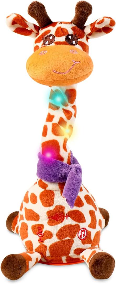 Dancing Talking Giraffe Toy, Stuffed Animal Baby Toy Repeating What You Say, Glowing Musical Electronic Giraffe Gifts for Toddlers 1-3 Years Old (New Giraffe)