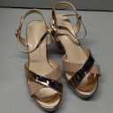 Platform Sandals Heels Sparkly High Heels | 3.8inch Chunky Block Heels,Wedge Heels,Open Toe,Adjustable Ankle Strap,Dressy Sandals,Party Wedding Heels Size 8