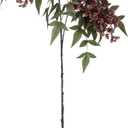 Zeyune 1 Pcs Artificial Dusty Plum Berry Stem Spring Faux Flowers Picks Branches Fake Realistic Sedum Stem Spray for Wedding Holiday Seasonal Farmhouse Mantel Harvest DIY Home Decorations(35 Inch)