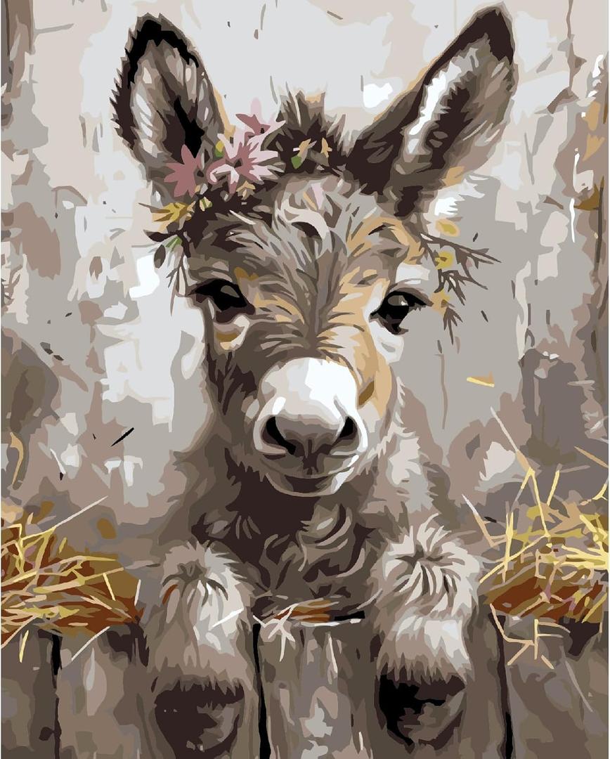 AALBLAC Paint by Numbers for Adult, Donkey Paint by Numbers Kit for Adults Beginners, DIY Animal Acrylic Painting on Canvas for Home Wall Art Decor 16x20 Inch