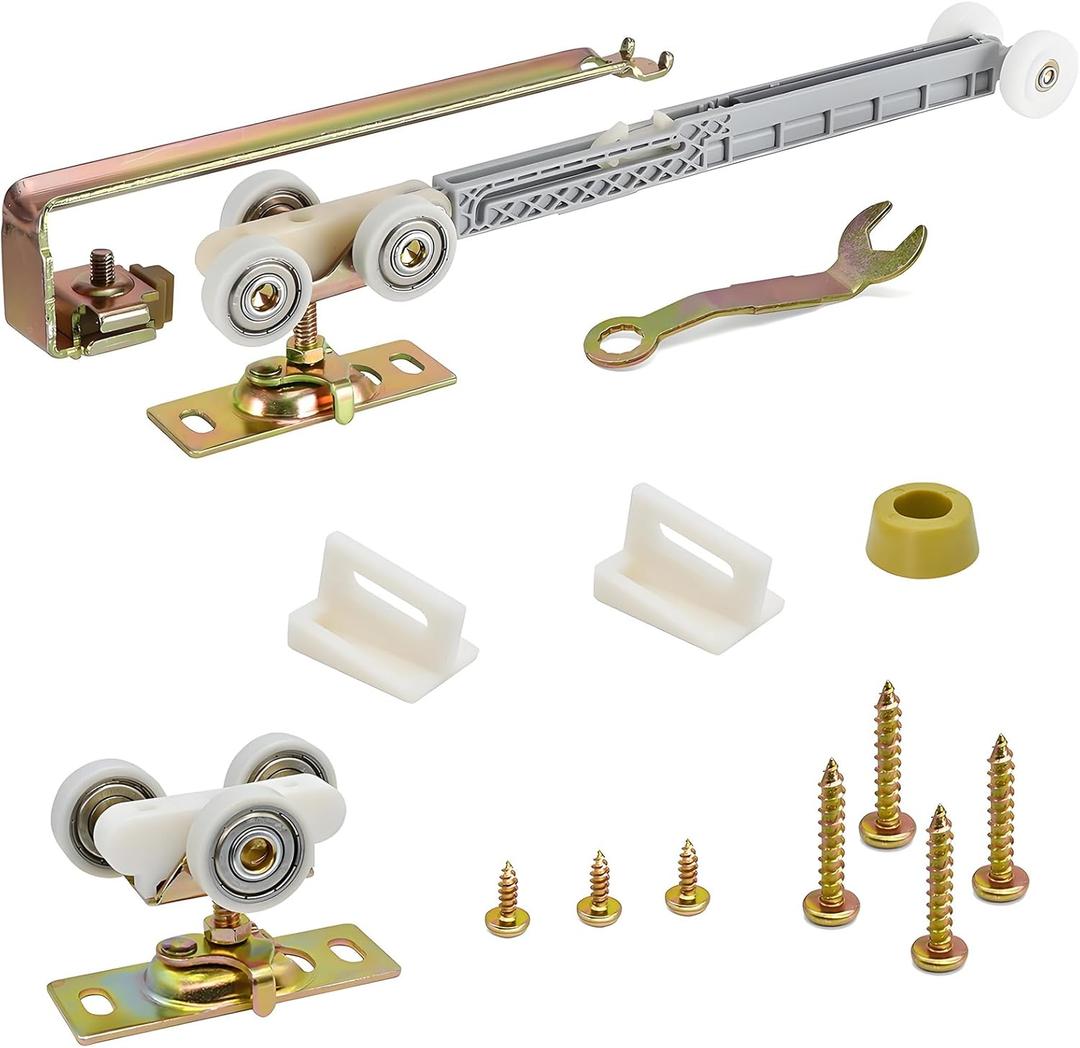 Sliding Pocket Door Single Direction Soft Close Rollers Kit with 1" O.D. Ball Bearing Wheels, Compatible with 100, 134F, 138F, 2610F Series Track, Fit Johnson P/N#1060 Hardware Kit