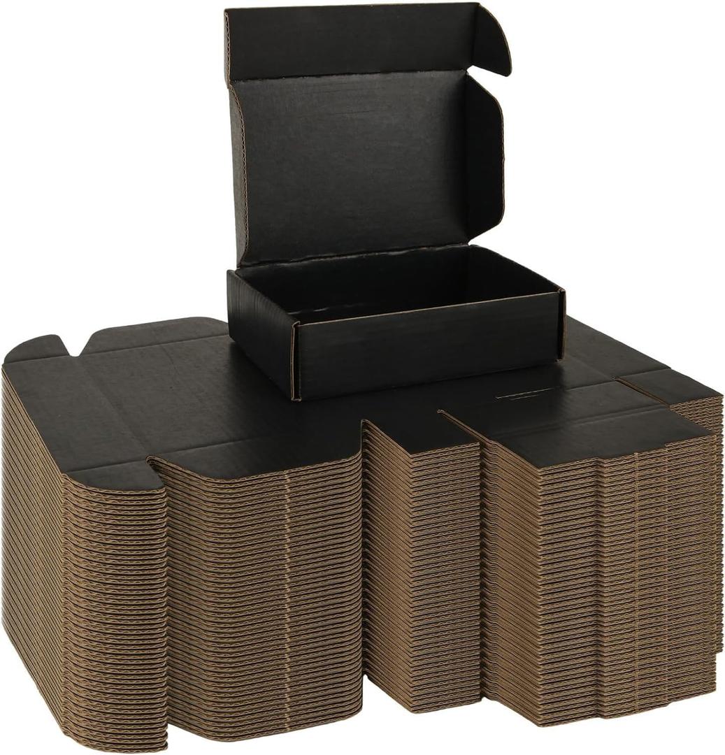 APACALI 50 Pack 6x3.8x1.6 Inch Black Shipping Boxes Small Corrugated Box Small Mailing Boxes Brown Packaging Box Recyclable Cardboard Boxes for Small Business (Inside Size: 5.8x3.7x1.6")