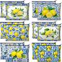 Reginary 12 Pieces Italian Lemons Makeup Bags Amalfi Coast Cosmetics Bag Italy Travel Souvenir Lemon Purse Italian Gifts for Women Wedding Bridal Shower