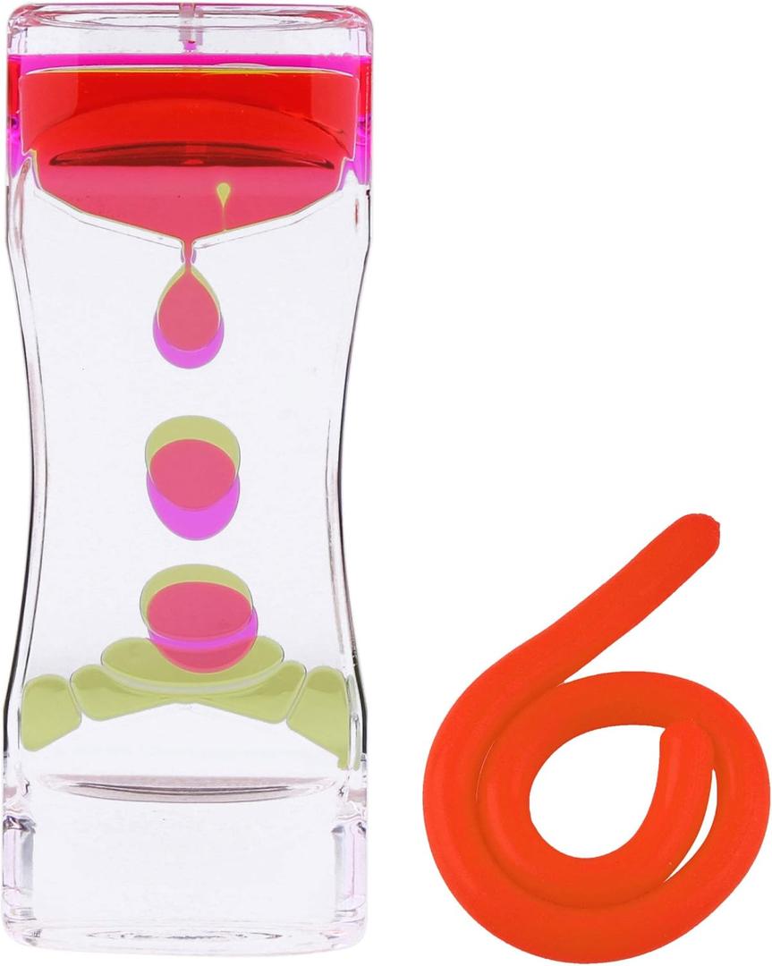 Liquid Motion Bubbler Sensory Toys  2 Pc Set Bundle Stretchy String Fidget Toys Timer for Stress Relief and Anxiety Relief Great for Toddler, Children, Kids, Adults, Seniors, ADHD Autism ADD Orange