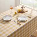 Softalker Checkered Tablecloth Rectangle, Outdoor Linen Cotton Gingham Table Cloth with Tassel, Heavy Duty Wrinkle Free Buffalo Plaid Table Cover for Kitchen Dining Summer Party - 55 x 84 Inch, Yellow