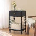 AWASEN Black Nightstand, Bedroom Side Table with Drawer for Living Room, Small Bedside End Table with Spindle Wood Legs for Bedroom, Office, Black