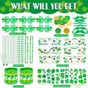 2 x DPKOW 61Pcs St Patricks Day Accessories, Shamrock Glasses Necklaces Wristbands Lcuky Clover Temporary Tattoos Beard Lcuky Coins St Patty's Day Accessories Decorations Irish Party Favors Gifts