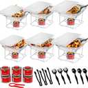 Alpha Living 6 Pack - Disposable Chafing Dish Buffet Set, Half Size Pans, Welded Body Food Warmers for Parties, Fuel Cans Complete Set, Warming Trays