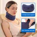 Velpeau Neck Brace for Neck Pain and Support - Soft Cervical Collar for Sleeping, Snoozing, Sleeping Upright, Anti-Snoring, Sleep Apnea for Women & Men (Blue, Enhanced Version, L: 14-16.5"/3.3")