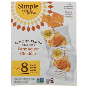 SIMPLE MILLS Farmhouse Cheddar Crackers Snack Pack 8ct, 0.8 OZ,December 24, 2025