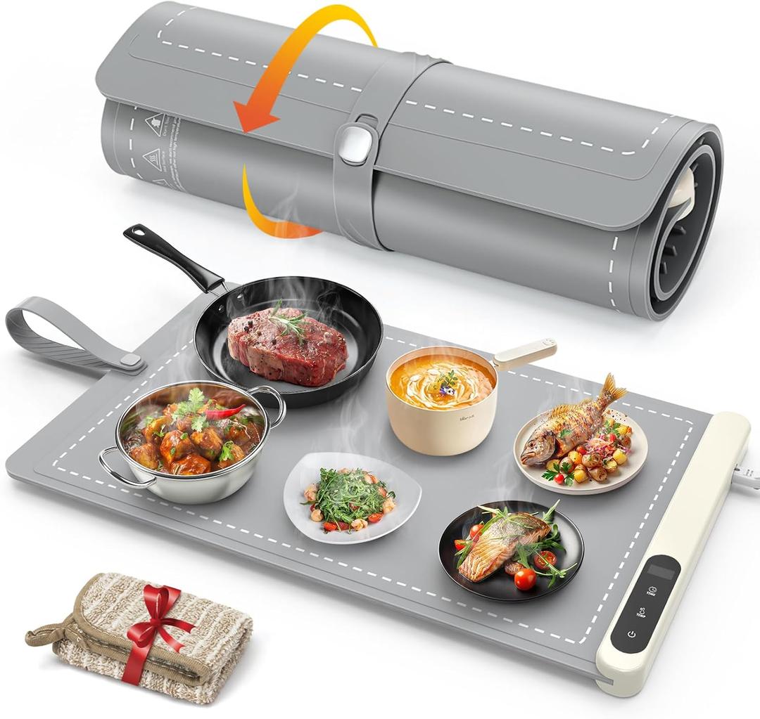 FYY Warming Mat for Food 24"x15", Rapid and Full Surface Heating Gray
